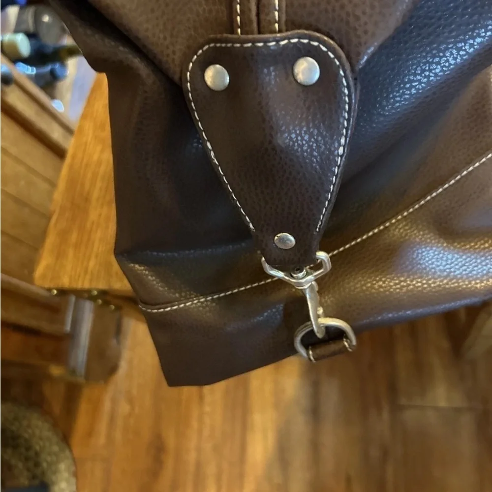 Barrington Brown Vegan Leather Men's Captains Duffle Bag EUC!!